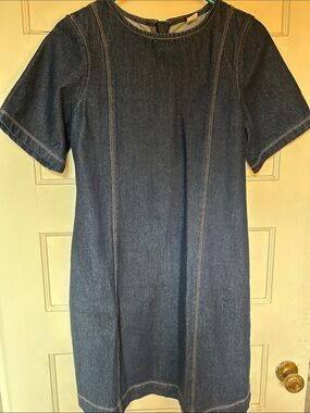 Old Navy Dark Blue Denim Midi Shift Dress